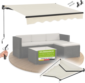 Juskys Markise - Gelenkarmmarkise mit Kurbel & Halterung, Beige, 300x250 cm