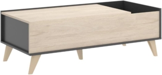Vente-unique - Couchtisch mit 1 Ablage höhenverstellbar - Eichefarben & Anthrazit - KOLYMA