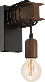 Eglo 43152 Wandleuchte TOWNSHEND 4 schwarz, braun E27 1x10W L:8cm H:19cm T:18,5cm dimmbar