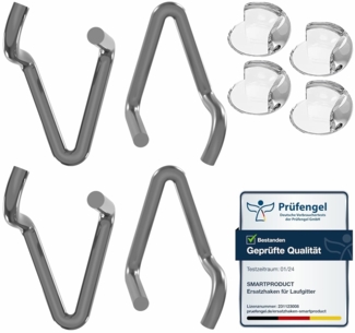 SmartProduct Höhenversteller Haken für Laufgitter – Verzinkter Ersatzhaken von Stahl, Ersatzversteller 4er-Pack für mehrere Höhenverstellung Laufstall und 4 x transparente Eckschützer - PVC Möbel
