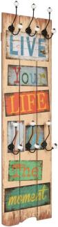 vidaXL Wandgarderobe mit 6 Haken 120 x 40 cm "LIVE LIFE" 245849