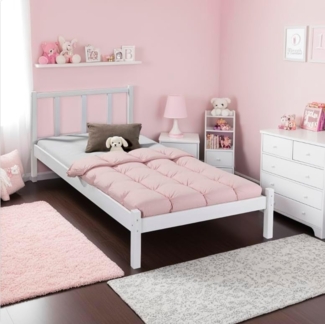 Inter Link - Bett - Bettrahmen – Bettgestell – Jugendbett – Gästebett – Modernes Bett -ohne Lattenrost - Weiß lackiert -Fredy - 90x200 cm