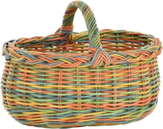 Krines Home Flechtkorb Autokorb Einkaufskorb Natur Rattan Trage Auto Korb mit Henkel, Trage-Korb leicht und stabil