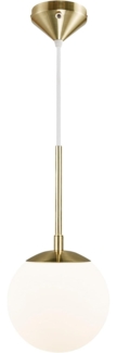 Nordlux Moderne Pendelleuchten Grant 15 Ø 15 Cm Messing 1-flammig Kugelförmig, Gold, metallisch, weiß, Glas, Metall, 2010553035