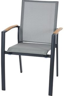 Siena Garden Velia Stapelsessel - Aluminium/Teak FSC & RANOTEX®, schwarz-grau, (T59632)