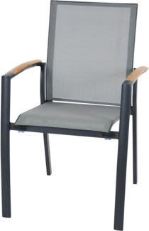 Siena Garden Velia Stapelsessel - Aluminium/Teak FSC & RANOTEX®, schwarz-grau, (T59632)