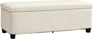 HOMCOM Sitzbank Ottomane mit Stauraum (Fußhocker aus Cord mit abnehmbarem Deckel, Beinen, 1-St, Aufbewahrungstruhe für Wohnzimmer, Schlafzimmer), 112 x 42 x 40 cm, Beige
