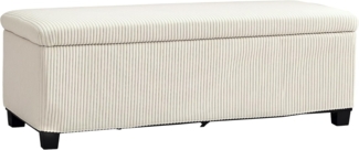 HOMCOM Sitzbank Ottomane mit Stauraum (Fußhocker aus Cord mit abnehmbarem Deckel, Beinen, 1-St, Aufbewahrungstruhe für Wohnzimmer, Schlafzimmer), 112 x 42 x 40 cm, Beige