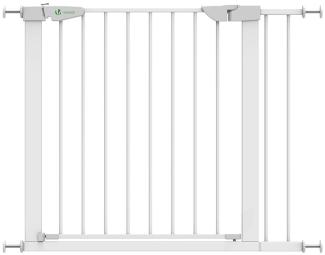 VOUNOT Treppenschutzgitter 75–96cm, ohne Bohren, Türschutzgitter für Kinder, Hunde und Katzen,Treppengitter, Magnetverschluss, 90° Stop, Weiß