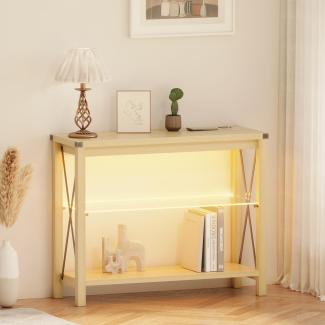 Lvifur Sideboard Wohnzimmer mit Smart Ladestation,Kommode Holz mit 3 Farbige LED Leuchten,Aufbewahrungsschrank Buffetschrank für Küche,Esszimmer,Ausstellungshalle