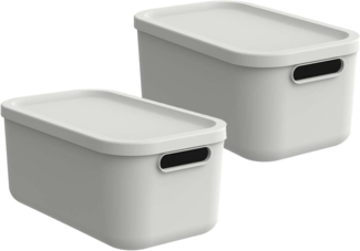 ROTHO Aufbewahrungsbox Albula Light Kiste 12l mit Deckel (Aufbewahrungsboxenset, 2er-Set)