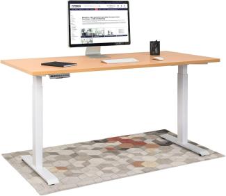 HighDesk Basic Höhenverstellbarer Schreibtisch (200x80 cm I Weiß + Buche) - Elektrischer Sitz- & Stehtisch mit Tischplatte - Stehschreibtisch Elektrisch Höhenverstellbar - von Krieg