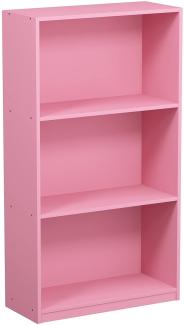 Furinno Basic Bücherregal mit 3 Fächern, Aufbewahrungsregal, holz, Rosa, 23. 5x55. 25x100. 33 cm