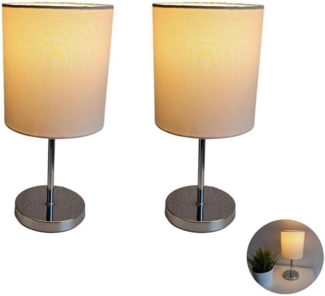 Lichthandel Hoch LED Tischleuchte Nachttischlampe 2er Set Nachttischleuchte für Schlafzimmer Tischlampe, LED wechselbar, warmweiß, LED