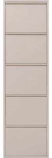 Kare Design Schuhschrank Caruso, Creme, Stahl, mit 5 Klappen, Schuhablage für 10 Paar Schuhe, schmal, platzsparend, hoch, Schuhregal, Eingangsbereich, 173 x 50 x 15 cm (H/B/T)