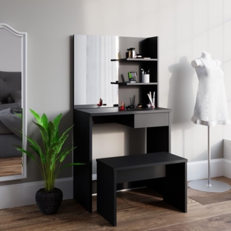Sitzbank Schwarz 70 cm für Schminktisch Vicco