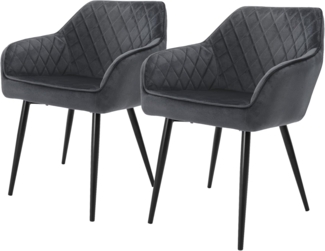 ML-DESIGN Stuhl Esszimmerstühle mit Rücken- & Armlehne moderne Design Küchenstühle (Komplett-Set, 2 St), Polsterstuhl Esstischstühle 2er Set Küchenstuhl Samt Anthrazit