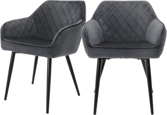 ML-DESIGN Stuhl Esszimmerstühle mit Rücken- & Armlehne moderne Design Küchenstühle (Komplett-Set, 2 St), Polsterstuhl Esstischstühle 2er Set Küchenstuhl Samt Anthrazit