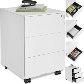 tectake Rollcontainer Aktenrollschrank, aus pulverbeschichtetem Stahl