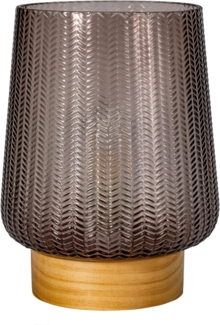 Pauleen LED Tischleuchte Fancy Glamour mobile Taupe Glas/Holz, Leuchtmittel wechselbar, Warmweiß, E27, Timer Batterie