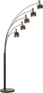'Anbesa' Stehlampe Schwarz und Gold Eisen 210 cm 5-flammig Verstellbare Schirme Langes Kabel mit Schalter Bogenlampe Industrie Look Modern