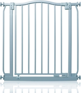 Safetots Treppenschutzgitter mit gebogenem oberen Teil, 71cm - 80cm, Matt Grau, Treppenschutzgitter mit Druckbefestigung, Babygitter für Türen