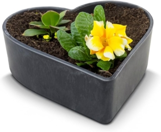 matches21 HOME & HOBBY Blumentopf Herz Pflanzschale für draussen marmoriert Dekoschale schwarz 22 cm (1 St), Blumen-Schale als wetterfeste Friedhof-Schale Grab-Schmuck Grabschale