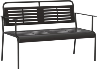 Outsunny Gartenbank mit Lamellen-Design, Rücken- & Armlehnen, 240kg belastbar (2-Sitzer Sitzbank, 1-St, wasserabweisend Gartenmöbel), für Terrasse, Garten, 121 x 64 x 84cm, Schwarz