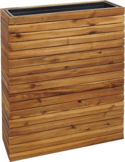 Pflanzkasten HWC-L21, Hochbeet Pflanzkübel Blumentopf, eckig 77x63x23cm Outdoor Akazie Holz FSC®-zertifiziert, braun