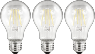 LED Filament Set McShine, 3x Glühlampe, E27, 2W, 200lm, warmweiß, klar