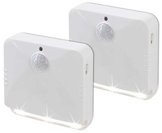 EASYmaxx LED-Sensorlicht eckig 2er-Set 4,5V weiß mit Bewegungsmelder