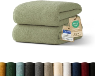 Blumtal Premium Frottier Handtücher Set mit Aufhängschlaufen - Baumwolle Oeko-TEX Zertifiziert, weich, saugstark - 2X Handtuch (50x100 cm), Pastel Green (Grün)