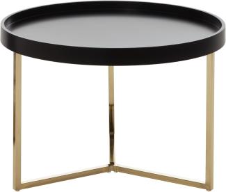 Wohnling Couchtisch, Tulpenholz Schwarz/Metall Gold, 58,5x42x58,5cm, rund