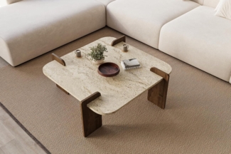 moebel17 Couchtisch Couchtisch Brilliance Travertin Braun Granit Optik