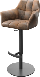 Delife Barstuhl Yulo-Flex Drehfuß höhenverstellbar Metall , Braun, Microvelours, Schwarz