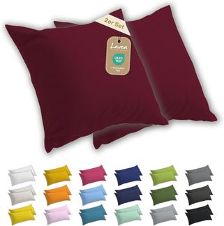 Lavea Kissenbezug 2er Set Kissenhülle Jersey, 100% Baumwolle, Kissenbezüge, (2 Stück), allergikerfreundlich - sicherer YKK-Reißverschluss - waschbar 60°C