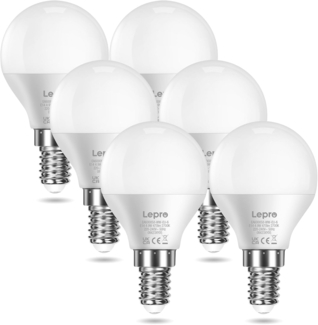 Lepro E14 LED Lampe, 6er-Pack, 4.9W 470 Lumen Glühbirne,entspricht 40W Glühlampe, 2700 Kelvin Warmweiß, P45 180° Abstrahlwinkel Energiesparlampe