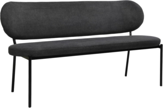 byLIVING Bank Jersey/Webstoff dunkelgrau/Gestell Metall schwarz/Sitzbank mit Rückenlehne/Küchenbank/Esszimmerbank/Polsterbank/B 160, H 82, T 62 cm