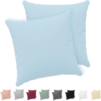 Twinzen® Kissenbezug 30x30 (2er-Set) - 100% Jersey Baumwolle 150 GSM Kissenbezüge - Blau - Für Kissenbezüge 30x30 cm - Kissenhülle - Kissenbezug mit Reißverschluss - Oeko-Tex Zertifiziert