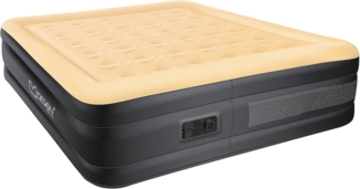 ML-DESIGN Luftbett Luftmatratze aus Flockvelours mit elektrischer Luftpumpe Matratze, Luftbett Beige 203 x 157 x 47 cm Wasserabweisend Doppelbett mit Tragebeutel