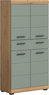 Xonox Scout Badmidischrank (B/H/T: 74x141x31 cm) in Salbei und Artisan Eiche Nachbildung