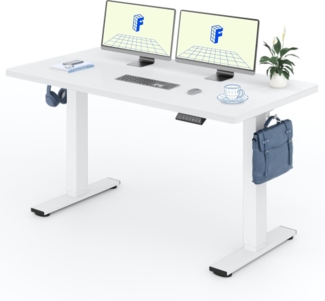 Flexispot EG1 Höhenverstellbarer Schreibtisch Elektrisch 2-Fach-Teleskop mit Tischplatte (Tischplatte (Weiß), Gestell Weiß, 160x80 cm)