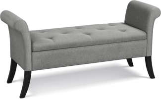 Yaheetech Sitzbank mit Stauraum, Aufbewahrungsbox, Sitzhocker faltbar, Sitztruhe mit Armlehnen, max. Belastbarkeit 300 kg, Bezug aus Stoff, Sitzhöhe 46 cm, hellgrau