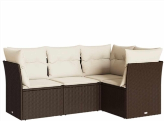 vidaXL 4-tlg. Garten-Sofagarnitur mit Kissen Braun Poly Rattan 3217583