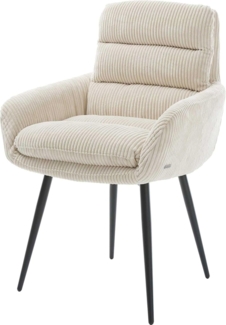 Esszimmerstuhl Abelia-Flex mit Armlehnen Cord Beige 4-Fuß konisch Schwarz