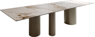 Esstisch Edge 300x100 Keramik Minas Melange Weiß-Beige Troa Metall Effektfinish Titan