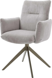 Drehstuhl Jova-Flex mit Armlehnen Cord Silbergrau Kreuzgestell breit Effektfinish Titan 360° drehbar Wippfunktion Taschenfederkern