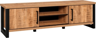 trendteam smart living - Enna - TV-Schrank - Mango/Schwarz - TV-Lowboard mit 2 Türen, 2 offene Fächer und 3 Einlegeböden - (BxHxT) 166 x 50 x 45 cm - Wohnzimmermöbel für Fernseher bis 65"