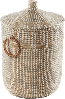 Kobolo Aufbewahrungskorb Schlangenkorb WOMA WHITE aus Seegras mit Deckel (Stück, 1 St, Stück), Korb mit Deckel