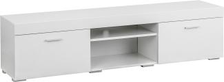 Baroni Home TV-Schrank für Wohnwand mit 2 Türen 2 Einlegeböden, Lowboard mit Loch für Kabeldurchführung aus MDF; TV-Board für Wohn- und Schlafzimmer, Weiß, 160x35x40 cm